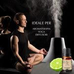 Olio essenziale di bergamotto utilizzato in aromaterapia con diffusore durante pratica yoga