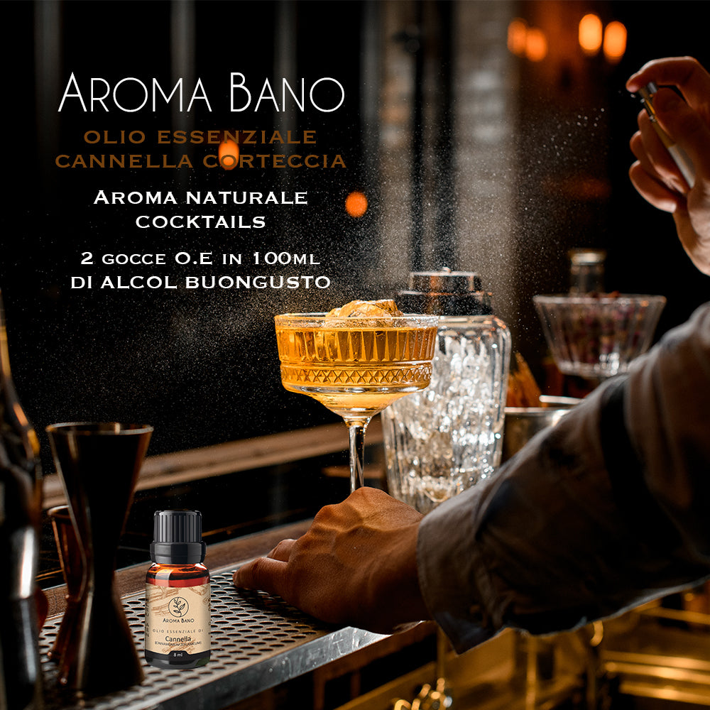 Olio essenziale di cannella Aroma Bano utilizzato per aromatizzare cocktail in ambiente bar