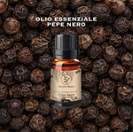 Olio essenziale di pepe nero Aroma Bano con grani di pepe nero